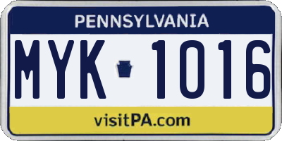 PA license plate MYK1016