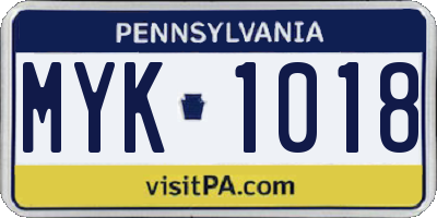 PA license plate MYK1018