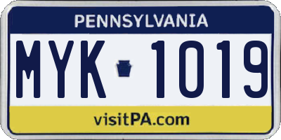 PA license plate MYK1019