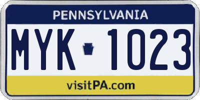 PA license plate MYK1023