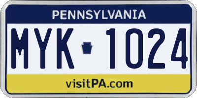 PA license plate MYK1024