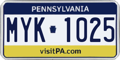 PA license plate MYK1025