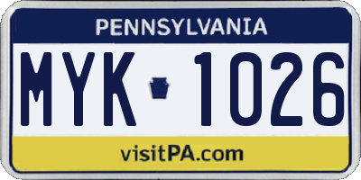 PA license plate MYK1026