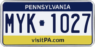 PA license plate MYK1027
