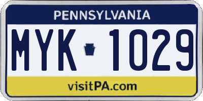 PA license plate MYK1029