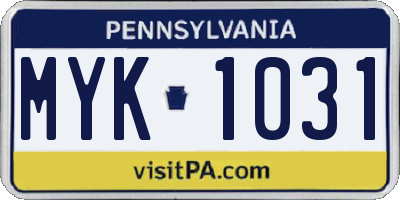 PA license plate MYK1031
