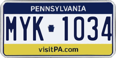 PA license plate MYK1034
