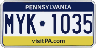 PA license plate MYK1035