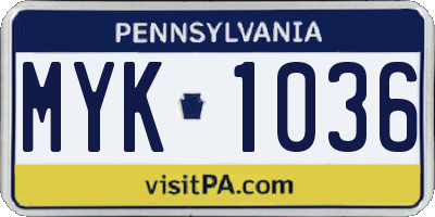 PA license plate MYK1036