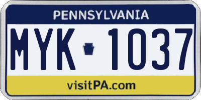 PA license plate MYK1037