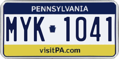 PA license plate MYK1041