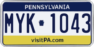 PA license plate MYK1043