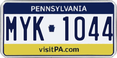 PA license plate MYK1044