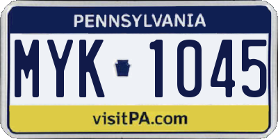 PA license plate MYK1045