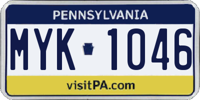PA license plate MYK1046