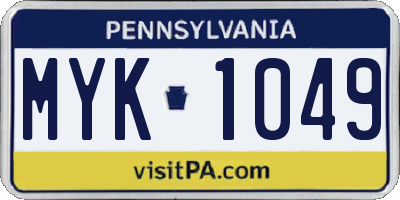 PA license plate MYK1049