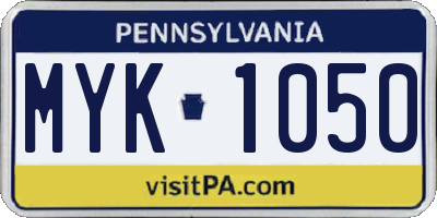 PA license plate MYK1050