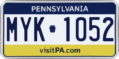 PA license plate MYK1052