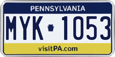 PA license plate MYK1053