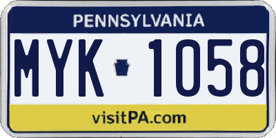 PA license plate MYK1058