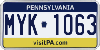 PA license plate MYK1063