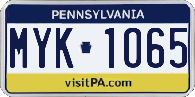 PA license plate MYK1065