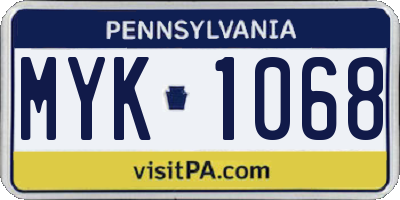 PA license plate MYK1068