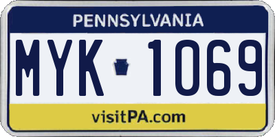 PA license plate MYK1069
