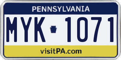 PA license plate MYK1071