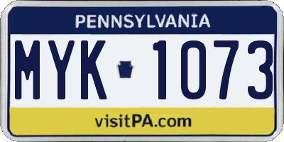 PA license plate MYK1073