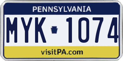 PA license plate MYK1074