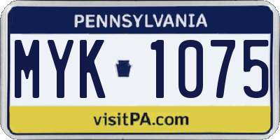 PA license plate MYK1075