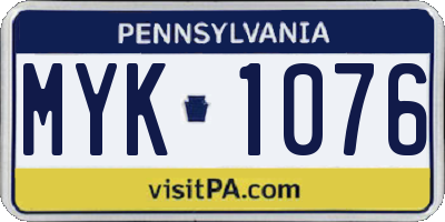 PA license plate MYK1076