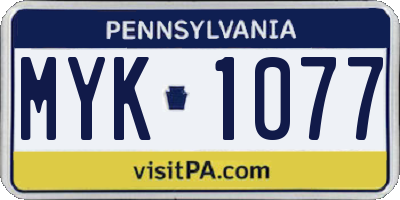 PA license plate MYK1077