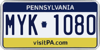 PA license plate MYK1080