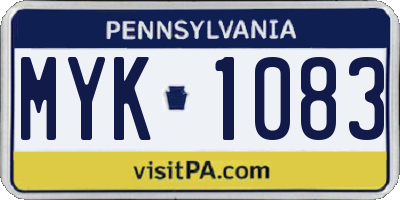 PA license plate MYK1083