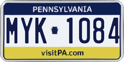 PA license plate MYK1084