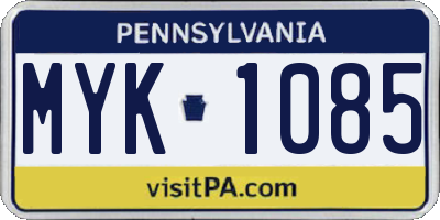 PA license plate MYK1085