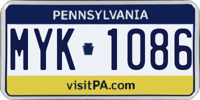 PA license plate MYK1086