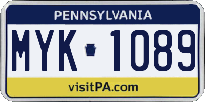 PA license plate MYK1089