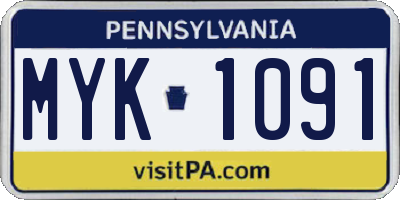 PA license plate MYK1091