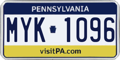 PA license plate MYK1096
