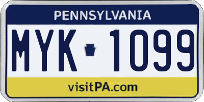 PA license plate MYK1099