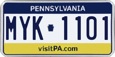 PA license plate MYK1101