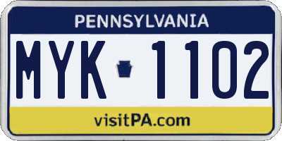 PA license plate MYK1102