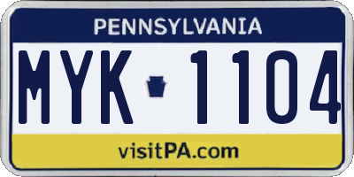 PA license plate MYK1104