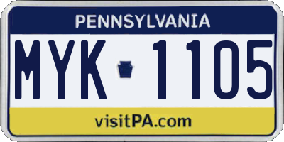 PA license plate MYK1105