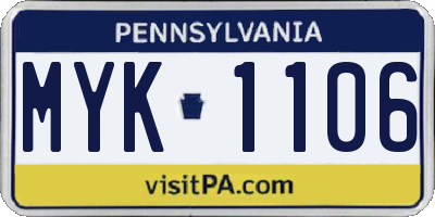 PA license plate MYK1106