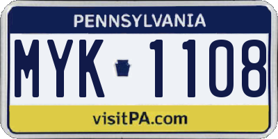 PA license plate MYK1108