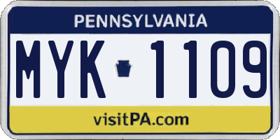 PA license plate MYK1109